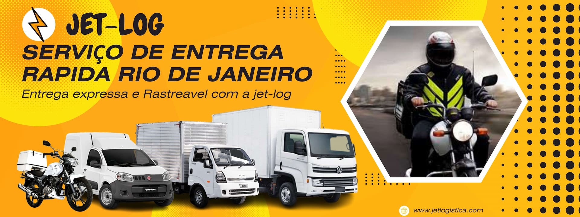 Banner promocional da Jet Log com imagem de transporte rápido